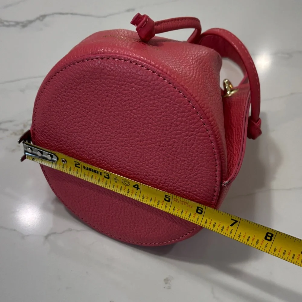Pink Leather Drawstring Hobo Bag Made in ITALY.